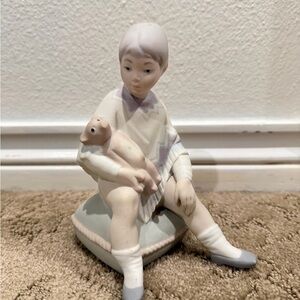 Vintage Seated Girl with Teddy Bear Porcelain Figurine